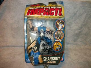 J101 Shark Boy Tna Impact Wrestling Action Figure Autographed 2005 Marvel Nip