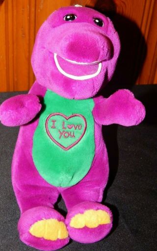 Barney Purple Dinosaur Plush Singing " I Love You " Lyons 11 " Tall Euc Great