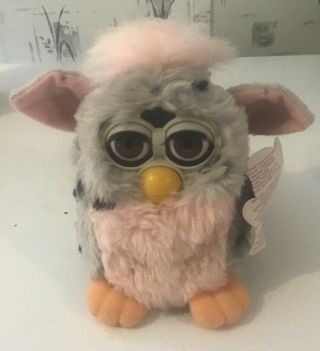 Electronic Furby Model 70 - 800 Grey With Black Spots And Pink Fur 1998