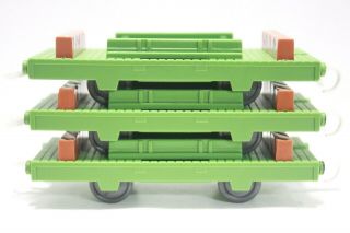 Set of 3 Green Flatbed Cars Tomy Trackmaster Thomas Train 3