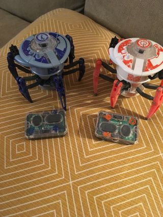 (2) Hexbug Battle Spider,  Orange & Blue Rc Battle Bot Spider,  Remote Control