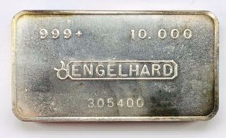 Ultra Rare Engelhard 10 Troy Ounce (10 Oz) Silver Bar.  999,  Bull Logo 305400