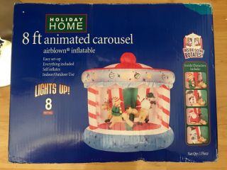 Holiday Home 8 Ft Animated Christmas Inflatable Carousel Blow Up Lights Up