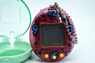 Bandai Tamagotchi Clock Clear Red /case 1996 Japan Virtual Pet 03