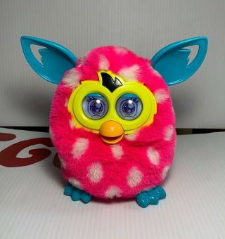 Furby Boom Pink With White Polkadots Aqua Blue Ears 2012 Hasbro