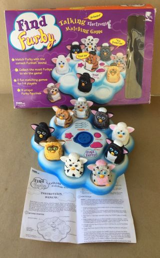 Find Furby Electric Game,  9 Figures Complete W/ Box,  1999 Tiger Electronics,