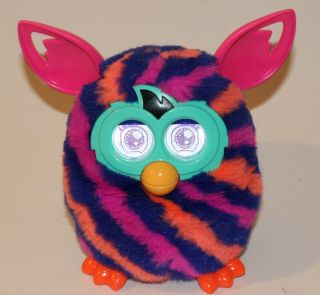 2012 Furby Boom Orange Purple Pink Diagonal Stripes Interactive Toy