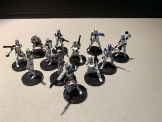 Star Wars Miniatures Clone Wars Captain Rex 07 With 11 Troopers - No Cards