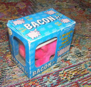 Bacon Jr.  Wriggle Walking 1986 Battery Operated Stuffed Animal Toy Iwaya Pig Cib