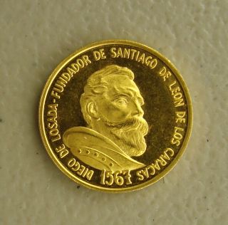 (1967) Venezuela,  Founding Of Caracas Proof Gold Medal,  6.  05 Grams.  900 Fine