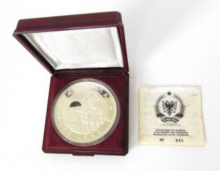 Albania 50 Leke.  925 Five 5ozt Coin 168.  15g Railway Proof 1988 Limited 846/7500