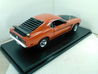 1969 Ford Mustang Boss 302.  Orange With Black Hood And Stripes.  Welly.  277