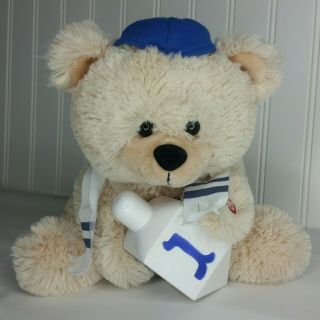 Gemmy Chanukah Teddy Bear Sings Dreidel Song Animated 9 " Plush Jewish Hanukkah