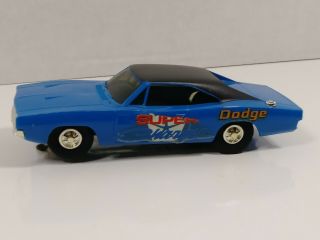 Vintage Eldon Slot Car Blue W Black Top 1968 Dodge Charger 1/32 Scale