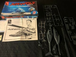Amt Airwolf Helicopter 1/48 Scale Ertl Plastic Model Kit 6680 Opened Vintage