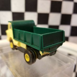 Aurora Dump Truck Light yellow cab & chassis w/green dump Bed HO slot car 3