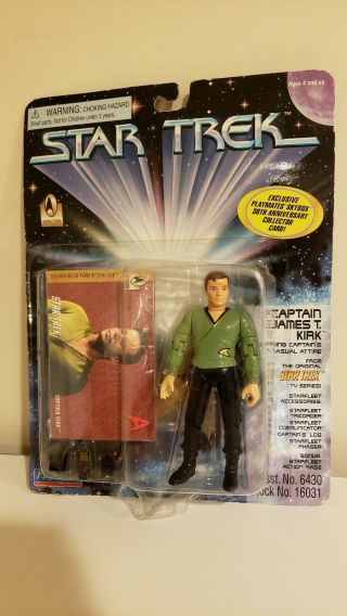 Playmates Star Trek Captain James T.  Kirk Casual Attire Figure Reply Card Moc