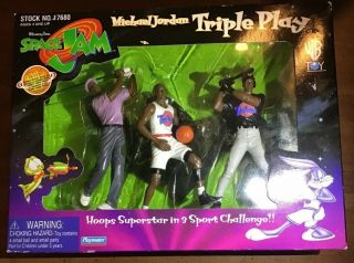 Space Jam Michael Jordan Triple Play Action Figure Set 1996 Playmates Wb Toy