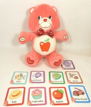 13 " Talking Pink Red Smart Heart Apple Care Bear Plush Gift Toy With Flashcards