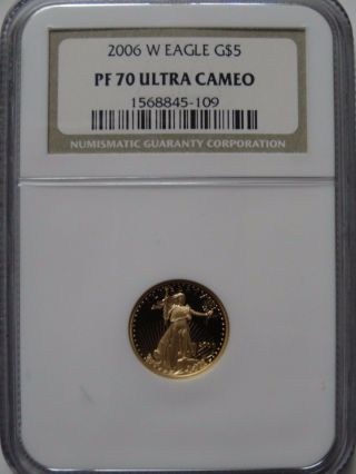 2006 W U S $5 1/10 Oz.  American Gold Eagle Ultra Cameo Ngc Pf 70
