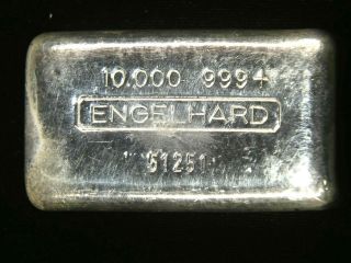 Engelhard 3rd Series 5 Digit 10 Oz.  999 Fine Vintage Poured Silver Bar Lm021