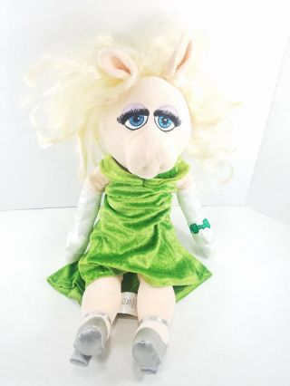 Disney Store 19 " Miss Piggy Muppets Most Wanted Emerald Green Dress Plush Doll