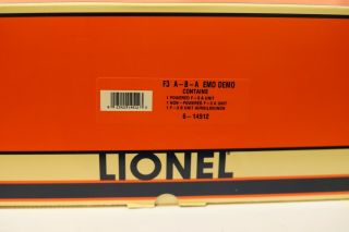 Lionel 6 - 14512 F3 A - B - A Emd Demo Set W