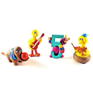 Vintage Sesame Street Pvc Plastic Figures Figurines 5 5th Birthday Cake Toppers