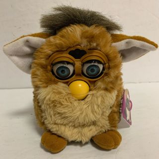 Furby Tiger Electronics Beige White Brown Blue Eyes Tag Not