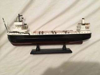 Great Lakes Ss Edmund Fitzgerald Wooden Freighter Cargo Ship Model