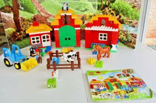 Lego Duplo 10525 Big Farm Set Tractor Chicken,  Cows,  Horse,  Cat,  Farmerk