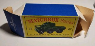 1959 Matchbox Lesney Saladin Armoured Car No.  67 - A 67a 67 Empty Box