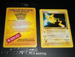 Pikachu 4 Black Star Promo Wb Movie (yellow) Near Pokemon Card