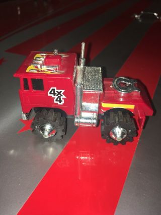 Vintage 1980s Ljn Rough Rider Red Semi W/ Flames 4x4 Truck