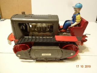 Made In Japan Tin Battery Operated 1200 Tractor / Bulldozer W/rider