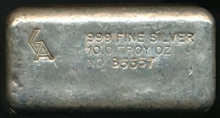 Vintage Ga Golden Analytical 10 Oz.  999 Poured Silver Bar Serial B5357
