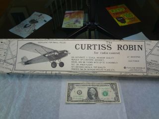 Vintage Flyline Curtiss Robin R/c Model Airplane Kit Ox - 5 / 41 " / Nib / Cox