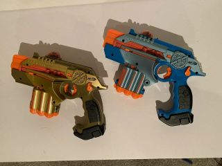 Nerf Lazer Tag Phoenix Ltx 2 - Pack Blue And Gold Laser Blaster Guns W/ Batteries