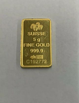 5 Gram Gold Bar - Pamp Suisse Au 999.  9