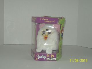 Furby 1998 Tiger Electronics White,  Pink Ears