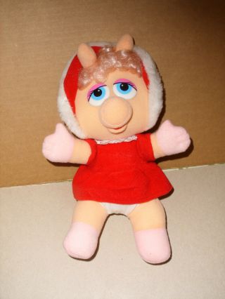 Vintage Baby Miss Piggy Christmas Holiday Plush 10” Jim Henson Muppets 1987
