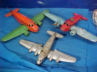 3 Orig 1940s Wyandotte Pressed Steel Toy Airplanes For Restoration - Parts