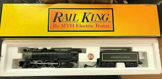 Mth Railking 30 - 1162 - 0 Pennsylvania K - 4 4 - 6 - 2 Steam Engine O Gauge Whistle W Box