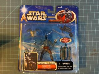 2002 Star Wars Attack Of The Clones Jango Fett W/ Electronic Jetpack And Armour