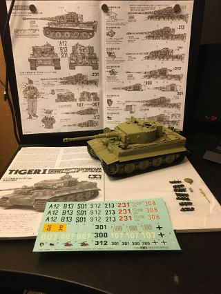 Tamiya 1/35 Built German Tiger I Ready Too Finish Great Decals