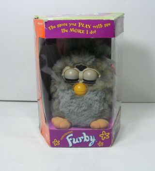 Vintage 1998 Tiger Electronics 70 - 800 Grey Blue Eyed Furby With Papers & Box.  1