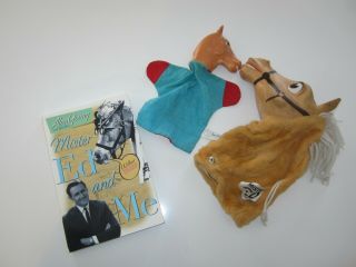 3 X Vintage Mr.  Ed " The Talking Horse " Items - 2 Hand Puppets,  1 Book