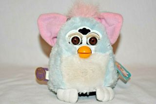 1999 Furby Babies Baby Blue White & Pink Model 70 - 940 Great