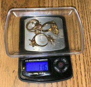 14.  7 Grams Of 10k & 14k Gold - Diamond Earrings - Scrap