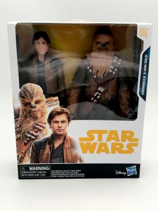 Star Wars 2 Action Figures Pack Han Solo And Chewbacca 10”.  Nib
